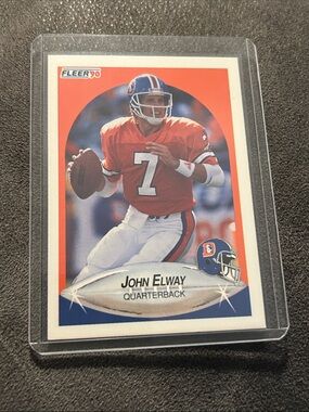 Fleer 1990 John Elway Football Trading Card - Orange/White